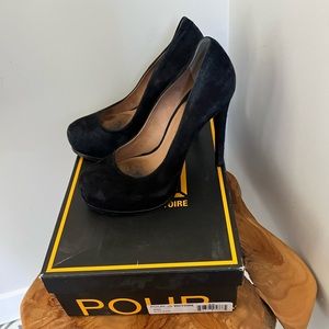 Pour La Victoire Irina Black Suede Platform Pumps